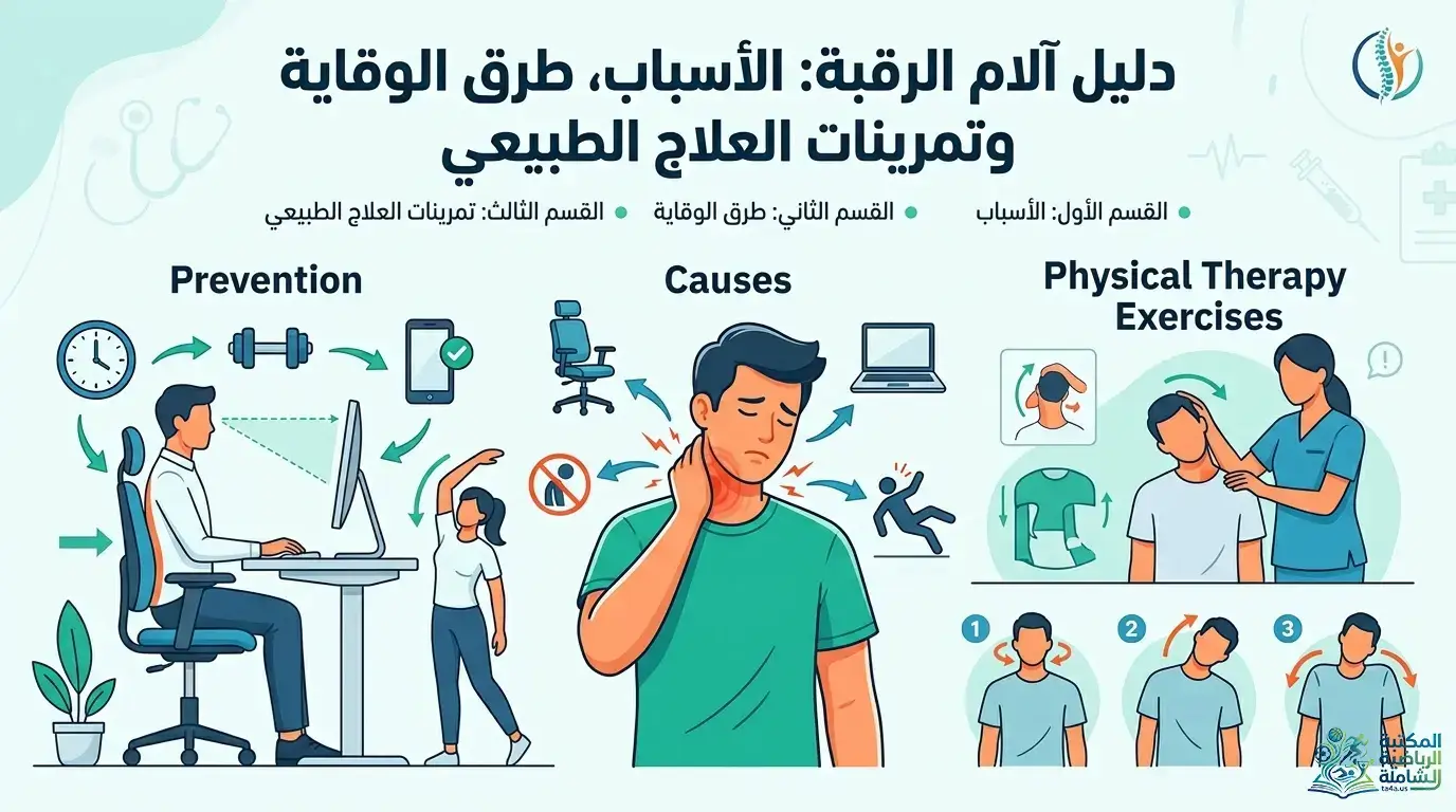 دليل آلام الرقبة: الأسباب، طرق الوقاية وتمرينات العلاج الطبيعي